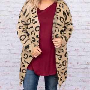 Leopard Open Front Cardigan